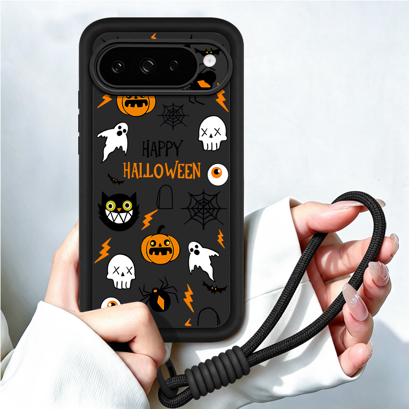 Phone Cases Google Pixel 10 - Cartoon Halloween Pattern Lanyard Phone Case