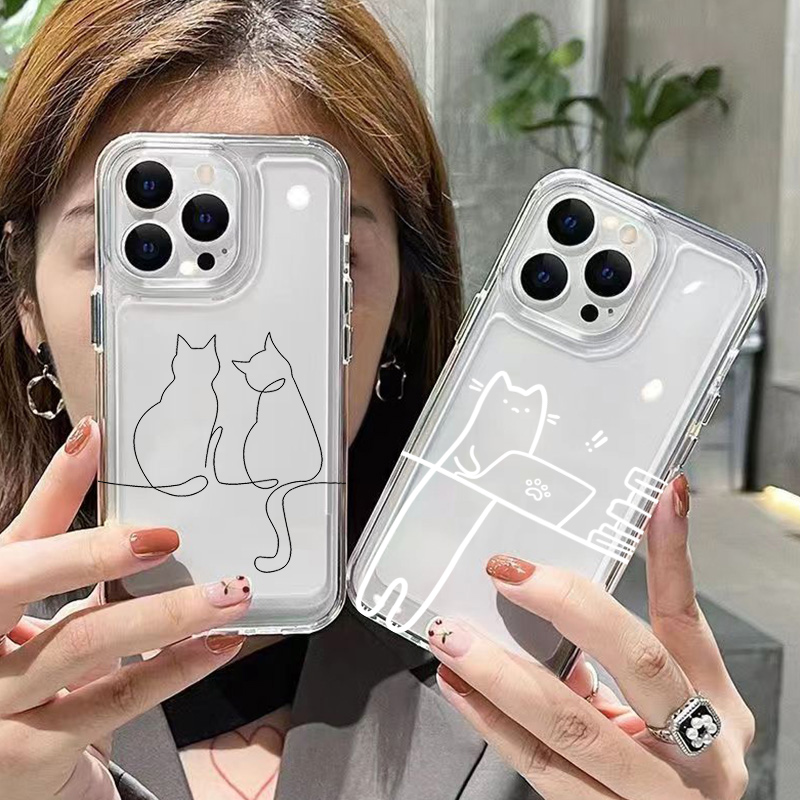 Phone Cases Cat - Cute Line Cat Anti-drop Phone Case