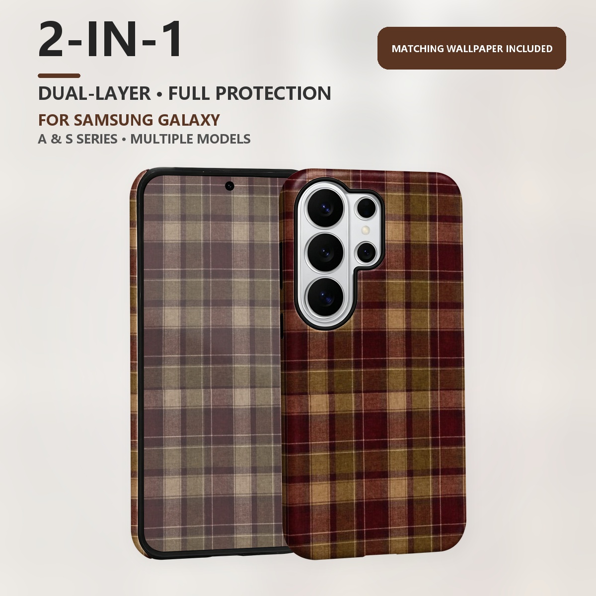Phone Cases Green - Red And Green Plaid 2-in-1 Dual-Layer