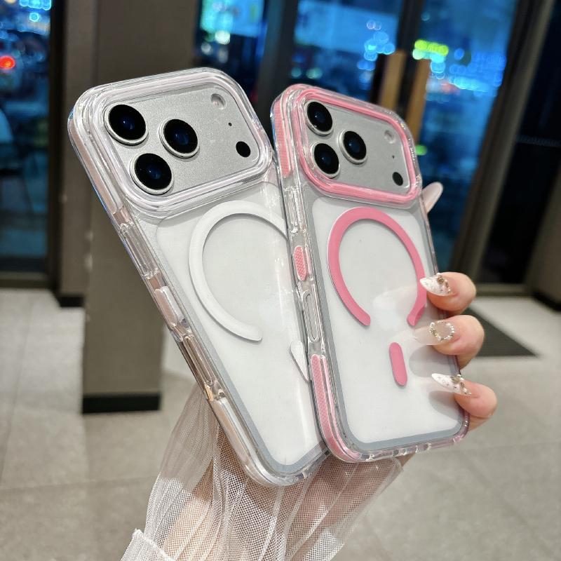 Clear Magsafe Case - Anti Slip Border Transparent PC Phone