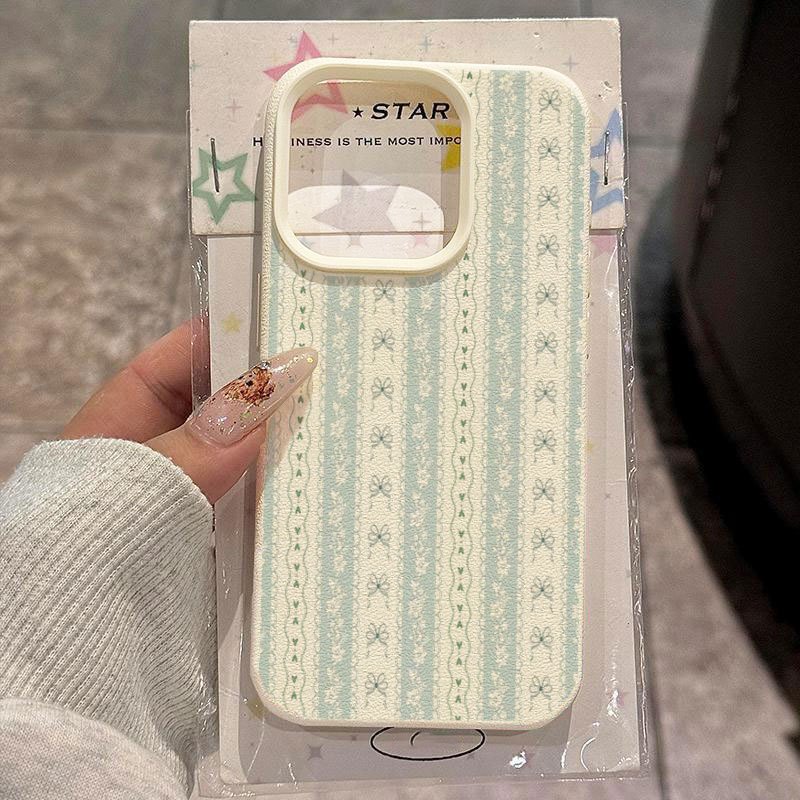 Phone Cases Green - Fresh Light Green Bow Lace Stripes