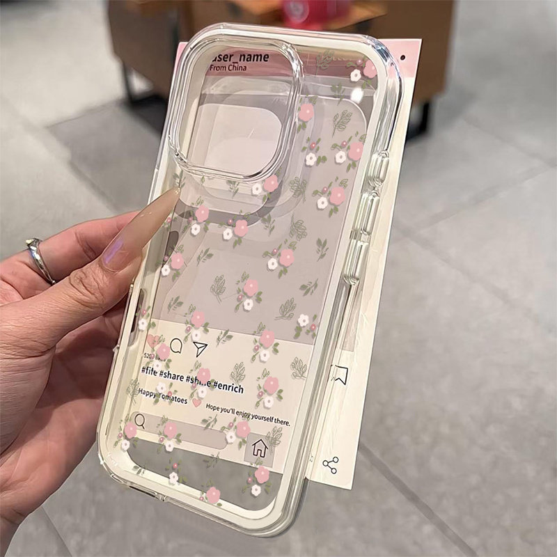 Green Leaves Pink Flower 2in1  - огляд і ціна Phone Cases Green