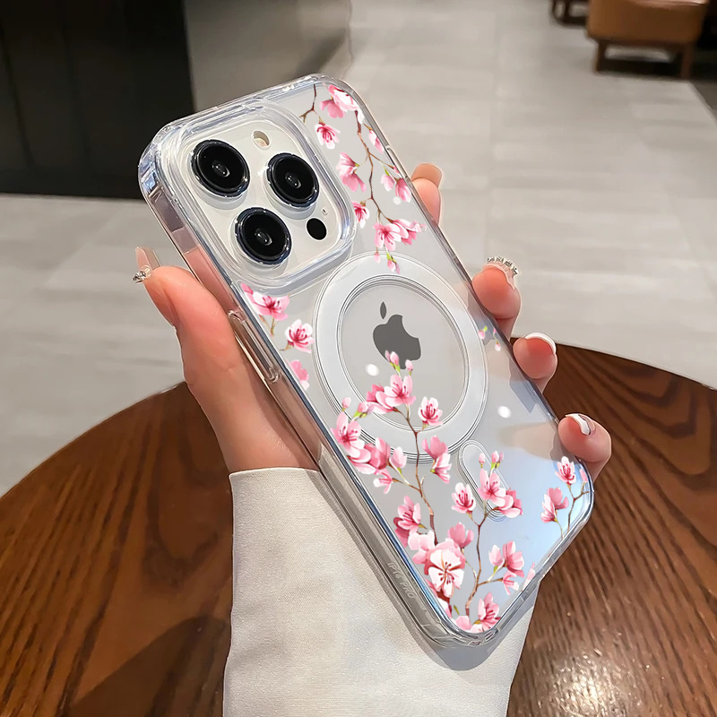 Luxury Pink INS Flowers Case F - огляд і ціна Clear Magsafe Case
