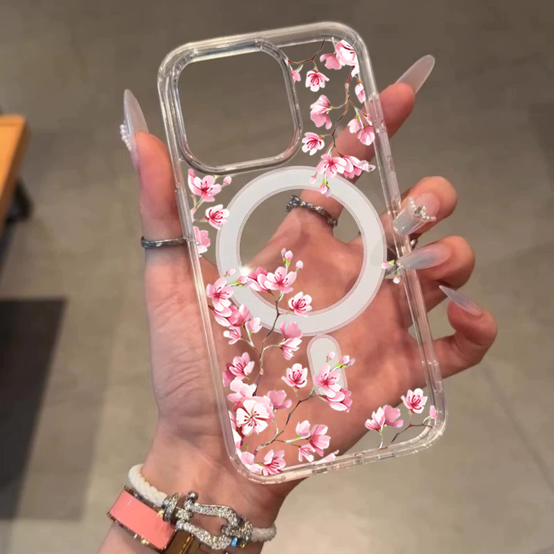 Luxury Pink INS Flowers Case F - огляд і ціна Clear Magsafe Case