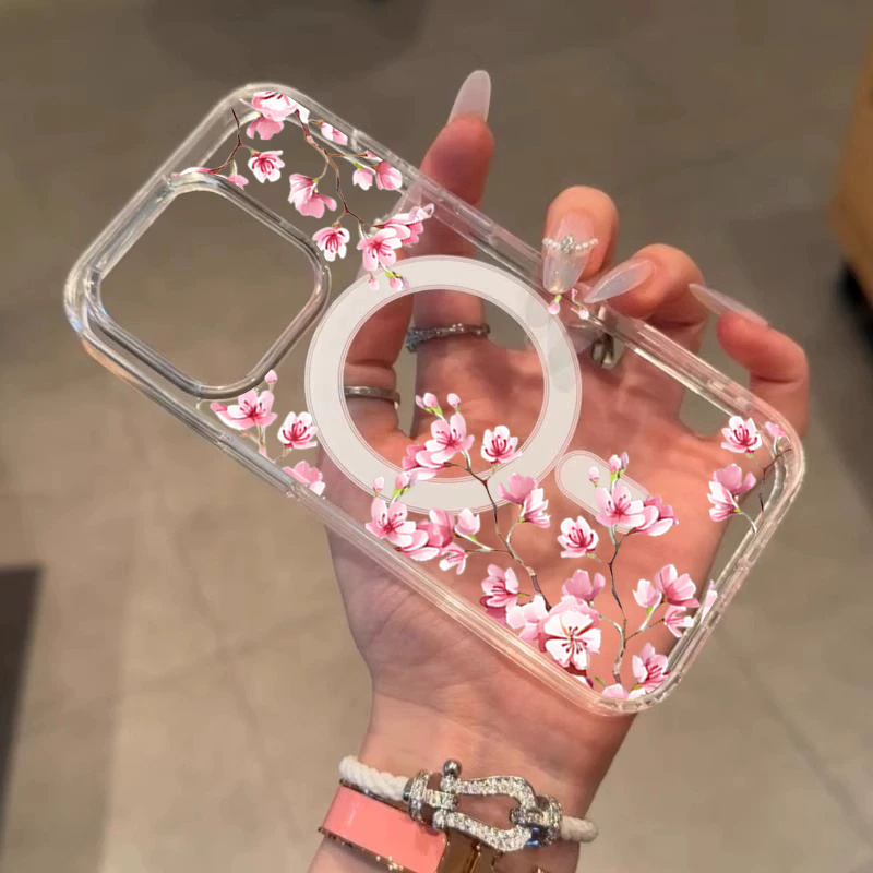 Luxury Pink INS Flowers Case F - огляд і ціна Clear Magsafe Case