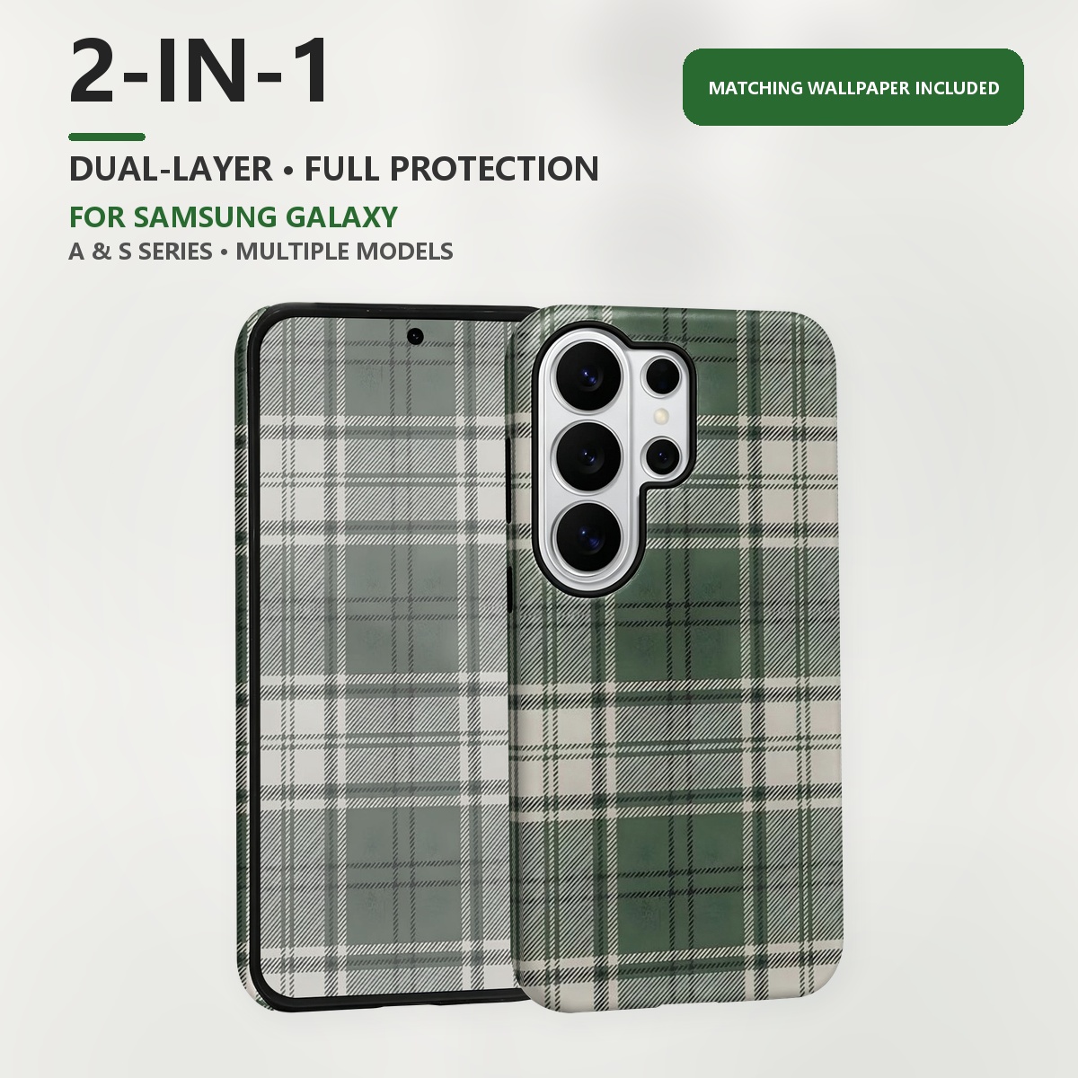 Green Plaid Pattern 2-in-1 Dua - огляд і ціна Phone Cases Green